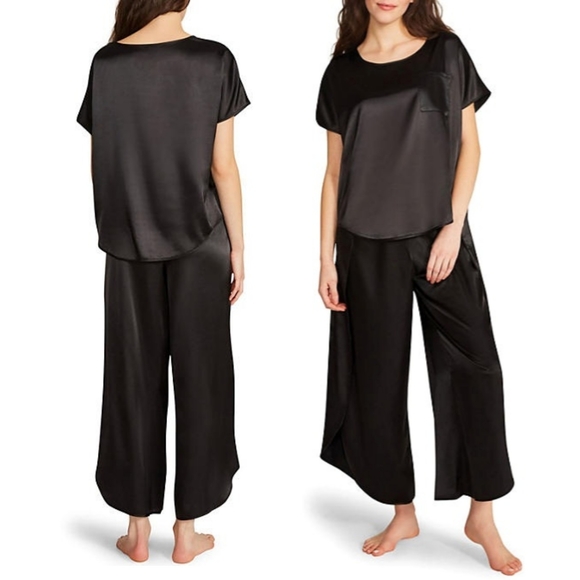 BB Dakota Women's Green or Black Satin 2-Piece Pants & Top Lounge Set NWT - Picture 2 of 8